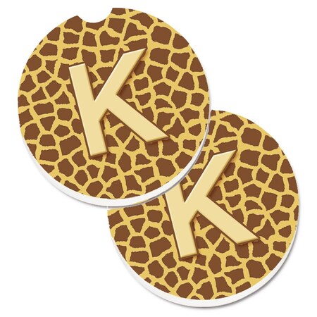 Carolines Treasures Monogram Initial K Giraffe  Cup Holder Car Coaster, PK2 CJ1025-KCARC